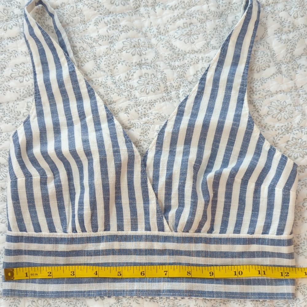 Abercrombie & Fitch Blue and White Striped Crop Top